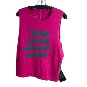 Good hYOUman Women's XL Pink Graphic Tank Top "Dogs Are My Favorite People"